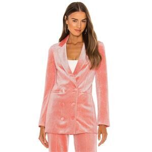 Alice McCall Midnight Jacket Pink Double Breasted Velvet Blazer